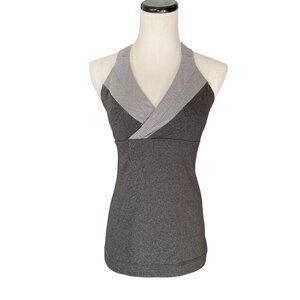 Lululemon Deep Breath - Deep V Gray Athletic Tank Top Faux Wrap Racer - Size 6